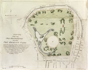 Plano de Regents Park, impreso por Boosey & Co., 1822 de J. Briggs